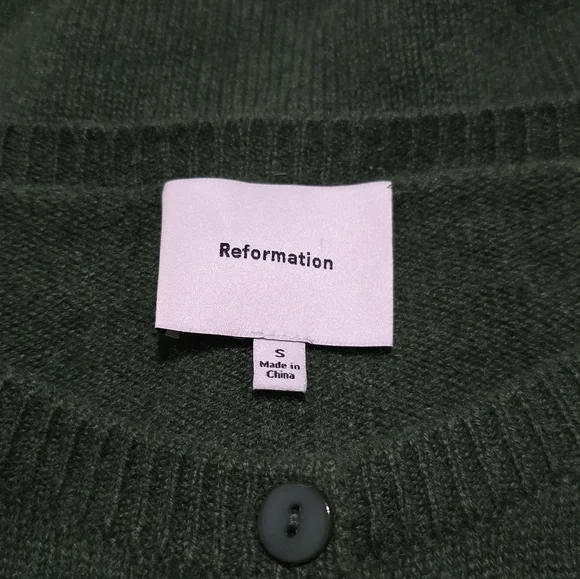 Reformation Clara Cashmere Cardigan in Grass Size Small - Picture 5 of 5